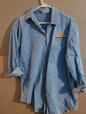 Crystal Springs M Light Blue Denim Long-Sleeve Shirt